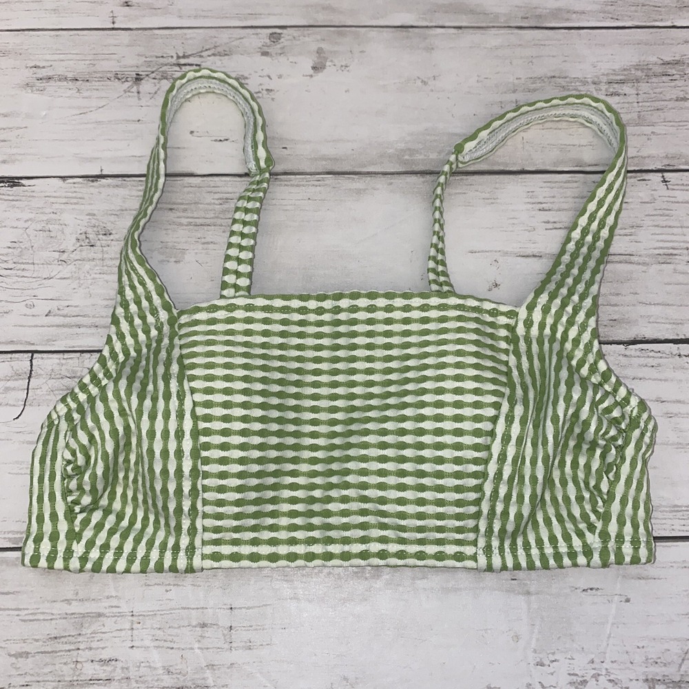 Xhilaration Bikini Top Womens XS Green Stripe Lime White Padded Swim NEW XS‎